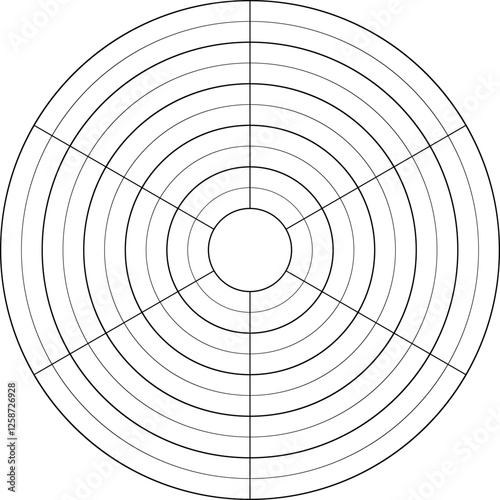 Vector life balance circle in six parts. Printable line template for daily planner, journal, notebook 