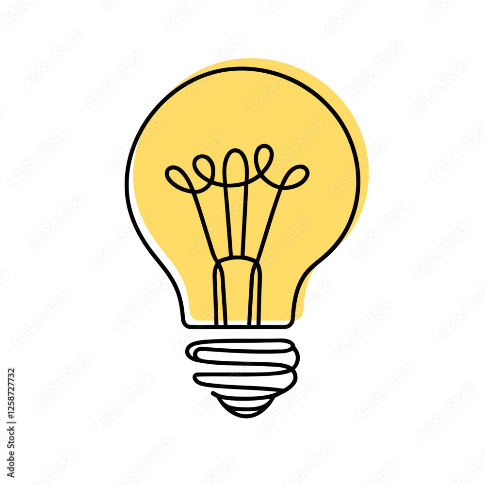 Light bulb continuous one line drawing. Lightbulb in simple linear style. Idea, brainstorm concept. Vector illustration. Light bulb continuous one line drawing. Lightbulb in simple linear style. Idea, brainstorm concept. Vector illustration.