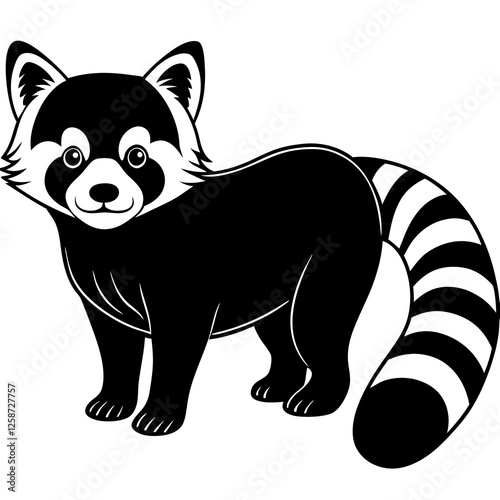 panda with a bushy tail silhouette vector illustration 