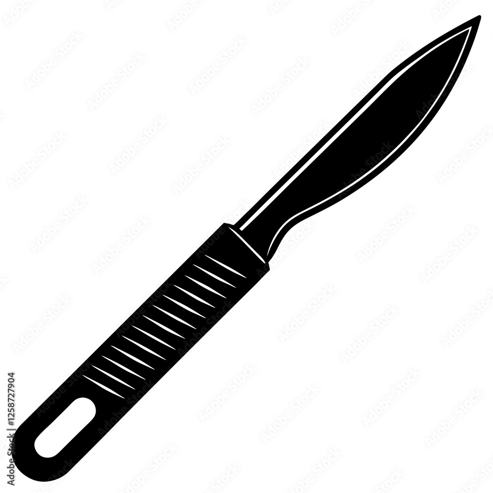 Scalpel featuring an inward blade edge silhouette vector illustration Scalpel featuring an inward blade edge silhouette vector illustration