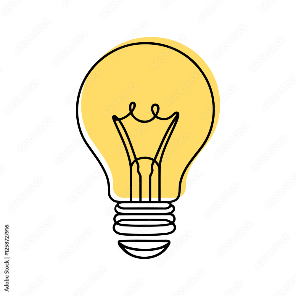 Light bulb continuous one line drawing. Lightbulb in simple linear style. Idea, brainstorm concept. Vector illustration. Light bulb continuous one line drawing. Lightbulb in simple linear style. Idea, brainstorm concept. Vector illustration.