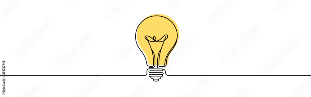 Light bulb continuous one line drawing. Lightbulb in simple linear style. Idea, brainstorm concept. Vector illustration. Light bulb continuous one line drawing. Lightbulb in simple linear style. Idea, brainstorm concept. Vector illustration.