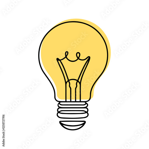 Light bulb continuous one line drawing. Lightbulb in simple linear style. Idea, brainstorm concept. Vector illustration.