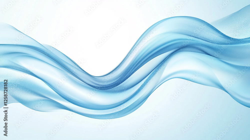 Obraz premium Stylized abstract art with flowing blue wave patterns on a soft blue background, modern flat design abstract blue wave background