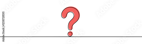 Question mark continuous one line drawing. Asking sign in simple linear style. Quest, quiz concept. Vector illustration.