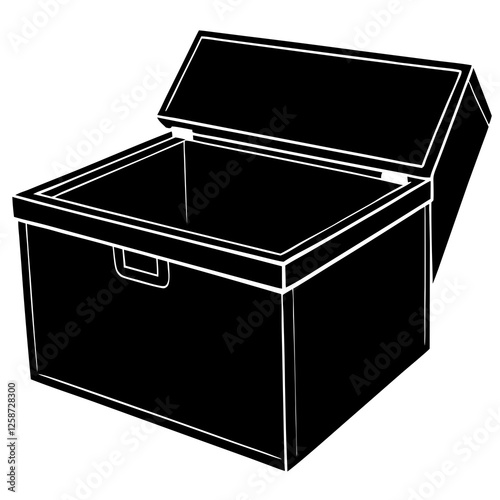 Storage box featuring a recessed lid edge silhouette vector illustration 
