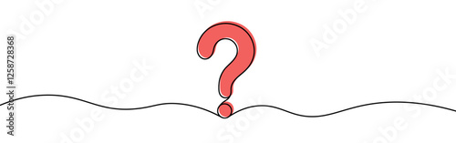 Question mark continuous one line drawing. Asking sign in simple linear style. Quest, quiz concept. Vector illustration.