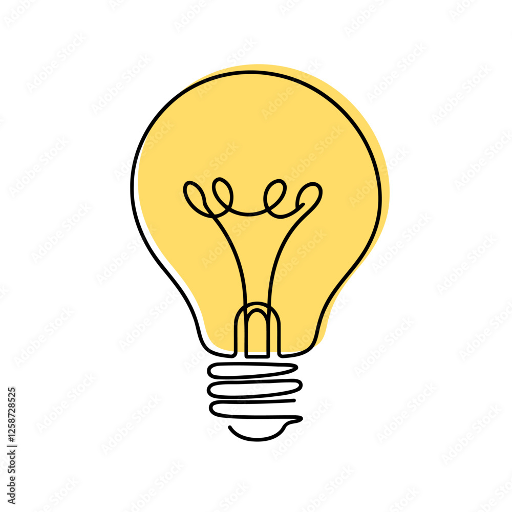 Light bulb continuous one line drawing. Lightbulb in simple linear style. Idea, brainstorm concept. Vector illustration. Light bulb continuous one line drawing. Lightbulb in simple linear style. Idea, brainstorm concept. Vector illustration.