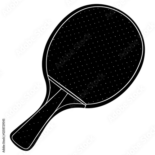 Ping pong paddle with a grip silhouette vector illustration 