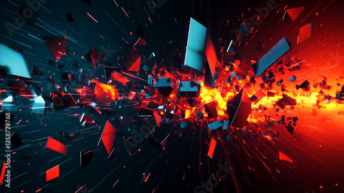 A striking abstract wallpaper with jagged digital fragments and explosive neon accents, delivering a powerful modern look in HD.