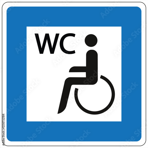 Symbol indicating wheelchair accessible restroom facilities