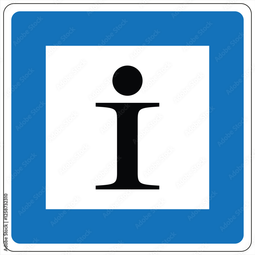 Iconic information symbol on a blue square sign Iconic information symbol on a blue square sign
