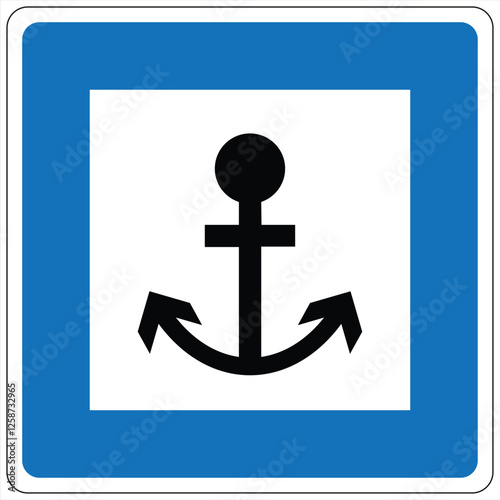 Nautical anchor symbol indicating a harbor or marina area