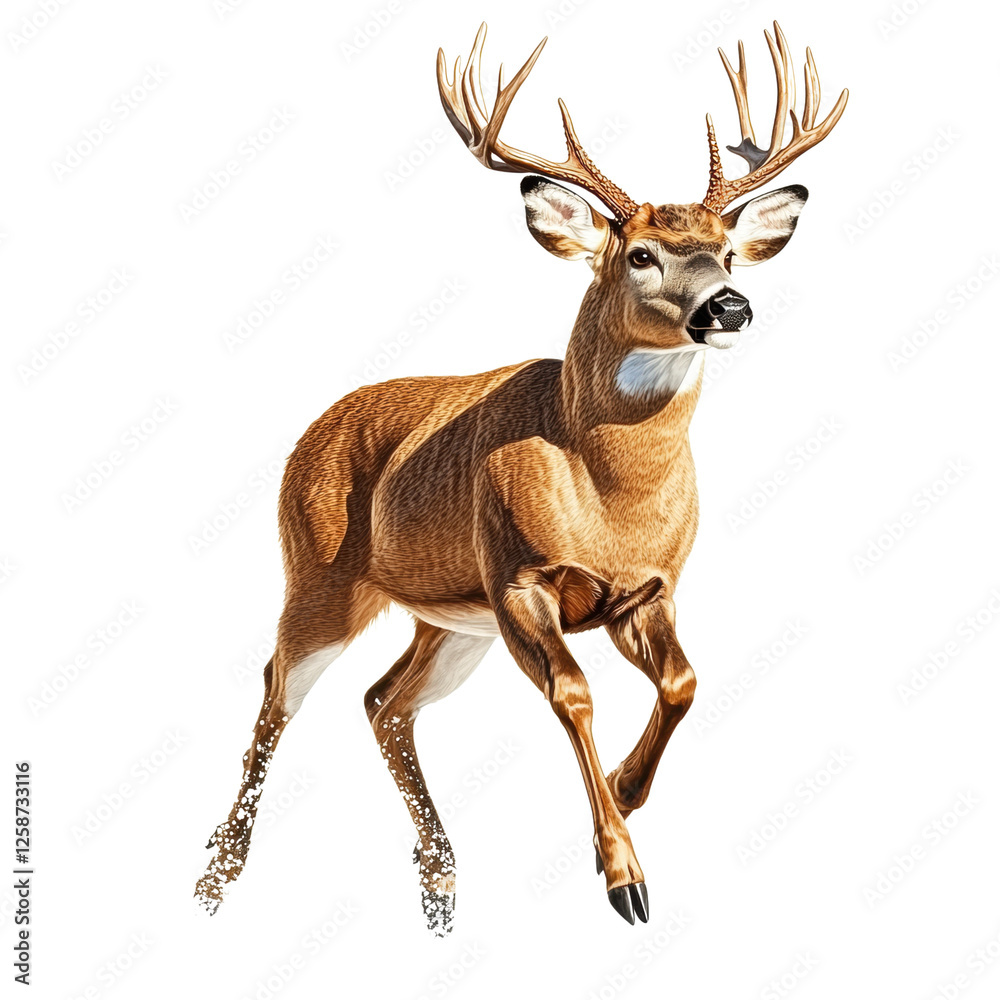 Fototapeta premium Deer, white isolate background