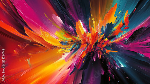 A vibrant abstract wallpaper with explosive bursts of color and erratic digital strokes, exuding energetic modernism in crisp HD.