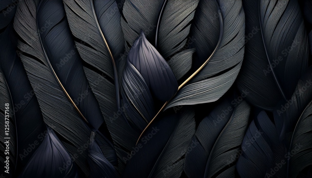  Textures of abstract black leaves for tropical leaf background. Flat lay, dark nature concep.
Generated image