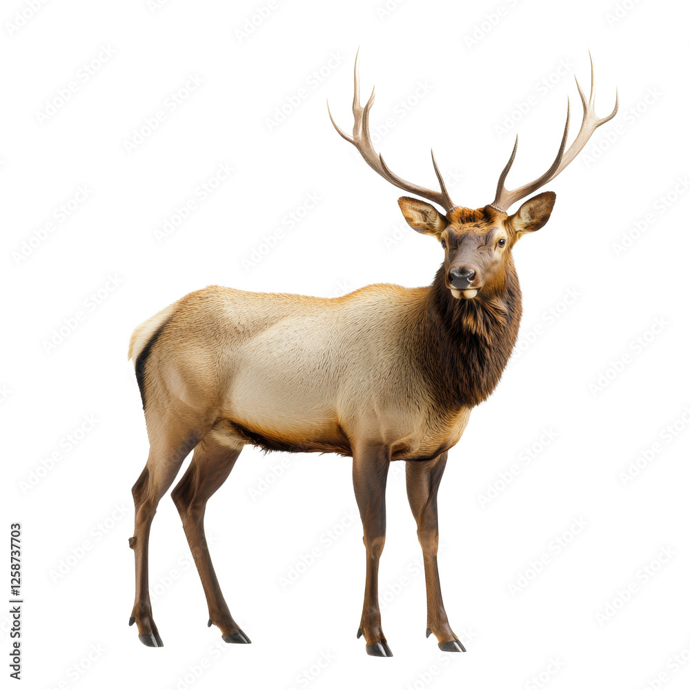 Elk standing, white isolate background Elk standing, white isolate background