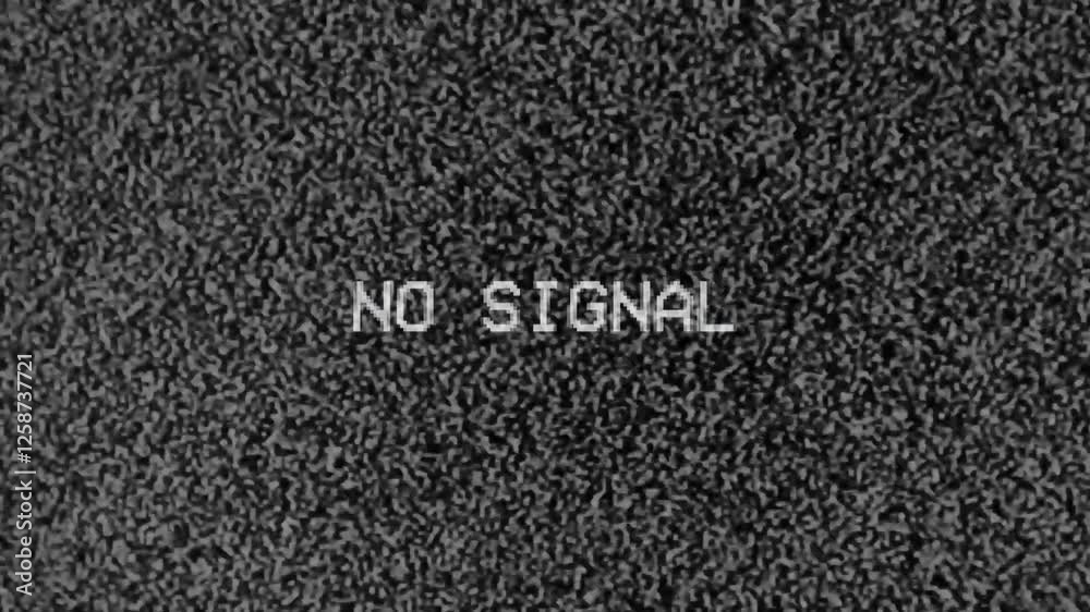No signal on screen with noise. White noise of TV signal failure