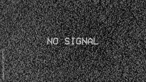 No signal on screen with noise. White noise of TV signal failure