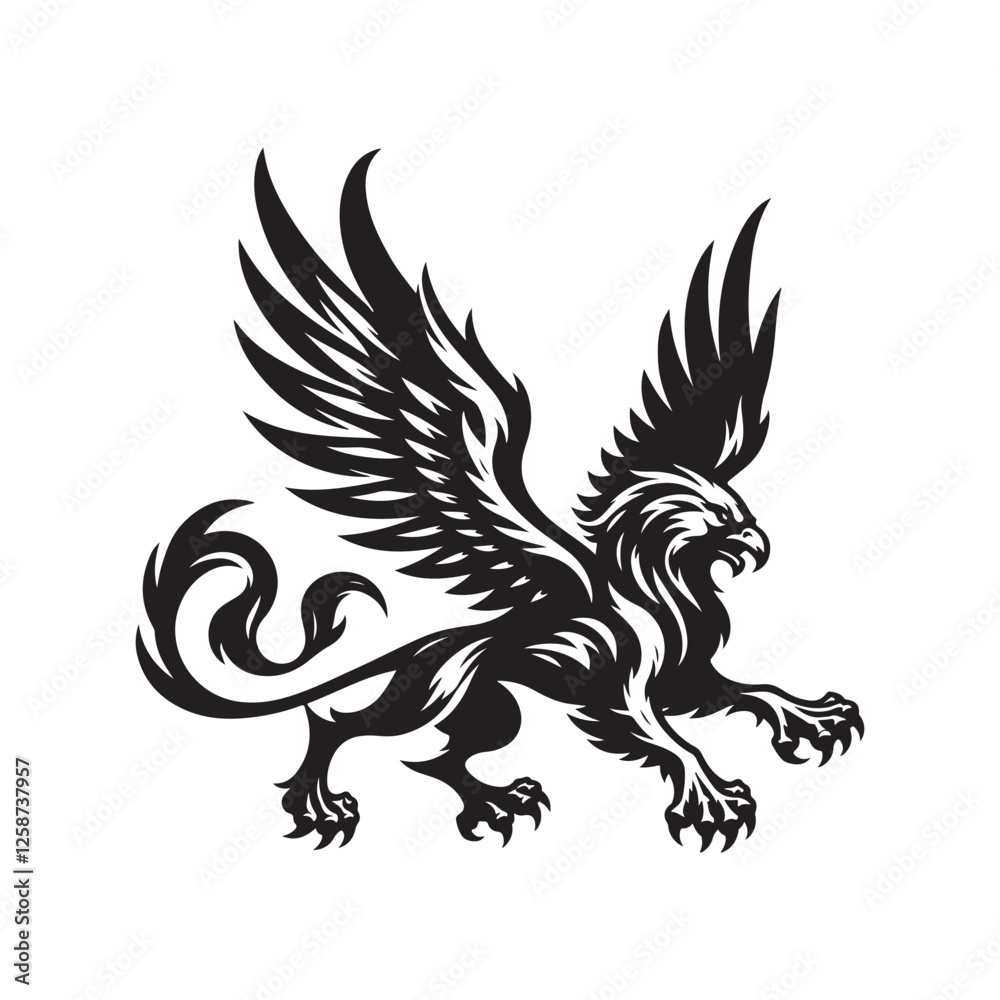 Obraz premium Majestic Lion and Eagle Logo – Powerful Animal Vector Illustration