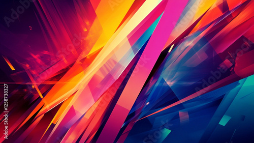 A vibrant digital abstract wallpaper with angular shapes and explosive color gradients, creating a bold visual statement in crisp HD.