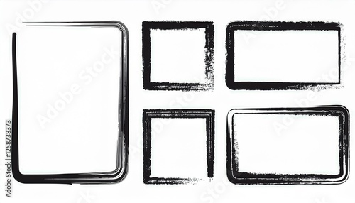 Box brush frame rough shape set. Text box frame rough grunge square paint shape element. Hand drawn crayon grunge brush rectangle text border. perfect any project.