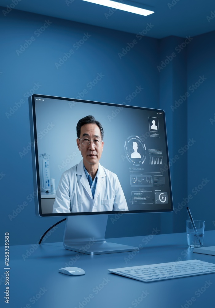 Patient consulting doctor through video call on computer screen in modern clinic setting
Keywords: Patient consulting doctor through video call on computer screen in modern clinic setting
Keywords: