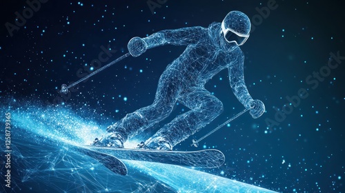 Obraz na płótnie Digital Skier: A Futuristic Vision of Winter Sports w salonie
