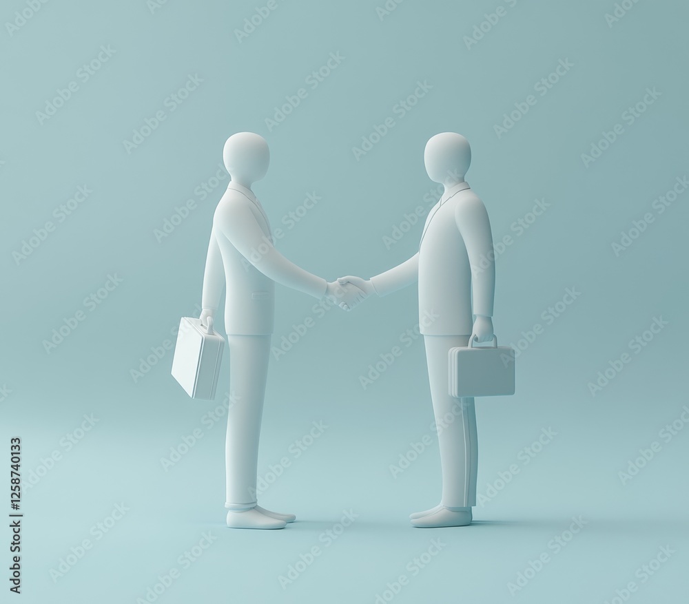 Dealmaking Two businessmen shaking hands, minimalist studio backdrop, agreement concept Dealmaking Two businessmen shaking hands, minimalist studio backdrop, agreement concept
