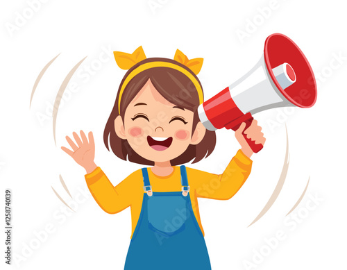 A girl shouting into megaphone, woman, shouting, loudspeaker, business, speaker, communication,