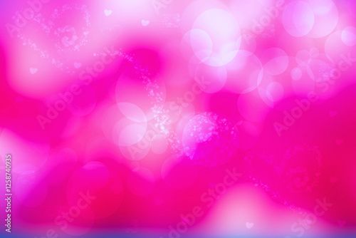 Valentines or mothers day card template. Abstract delicate romantic illustrated red background texture with pink and white bokeh hearts. Beautiful backdrop.