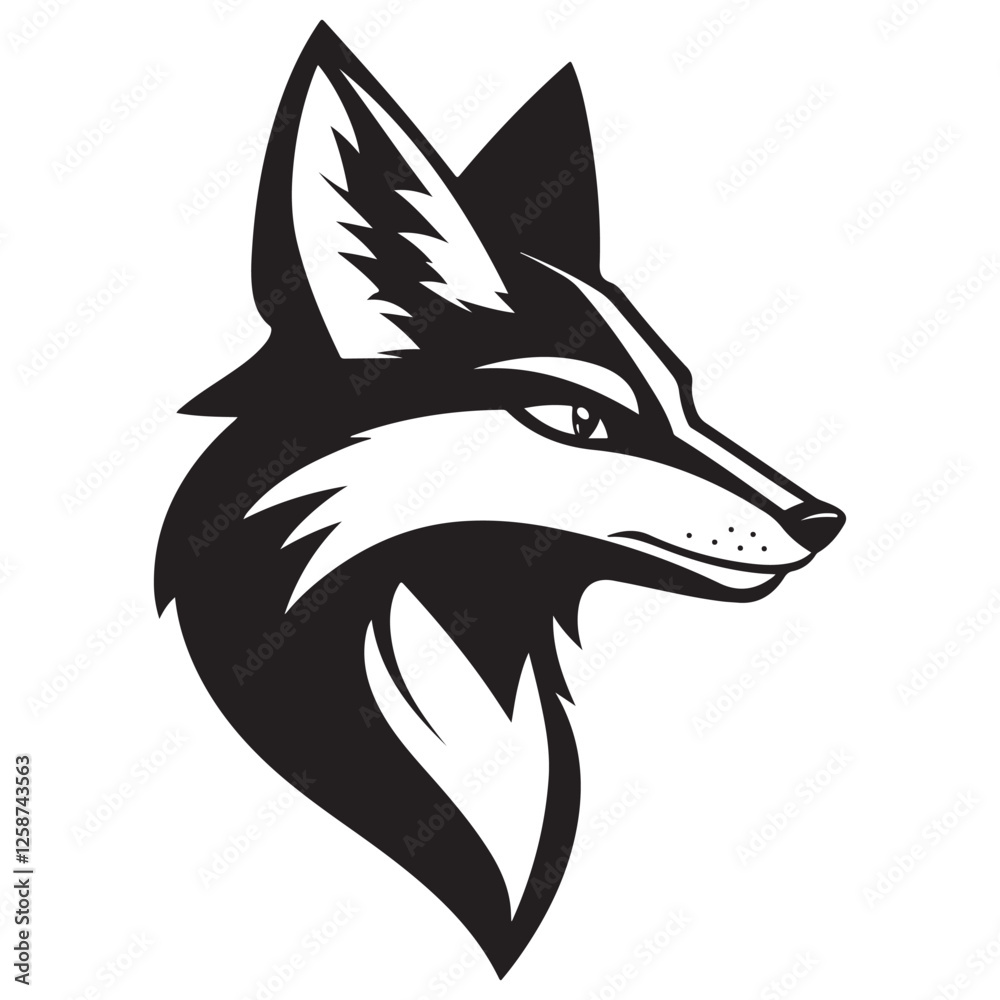 Obraz premium Black and White Fox Portrait – Artistic Animal Drawing