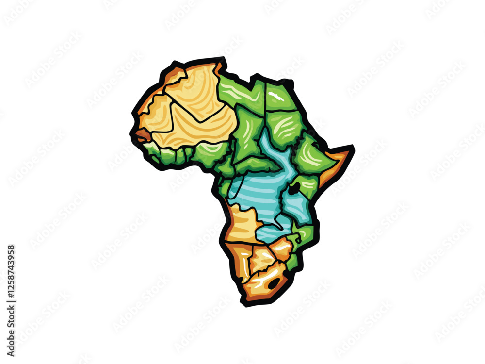 Obraz premium Create a detailed vector map of Western Africa highlighting shaded desert regions with accurate country borders and geographical features.