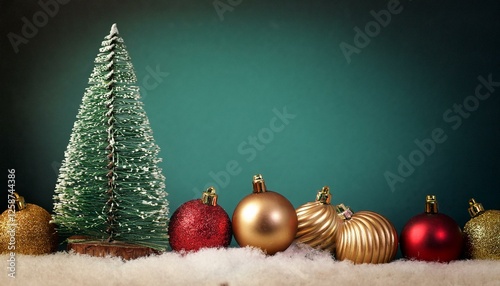 hristmas background vintage card with firtree and christmas decorations season s greetings photo