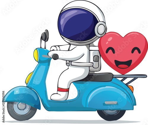 A man riding a scooter with heart vector flat design