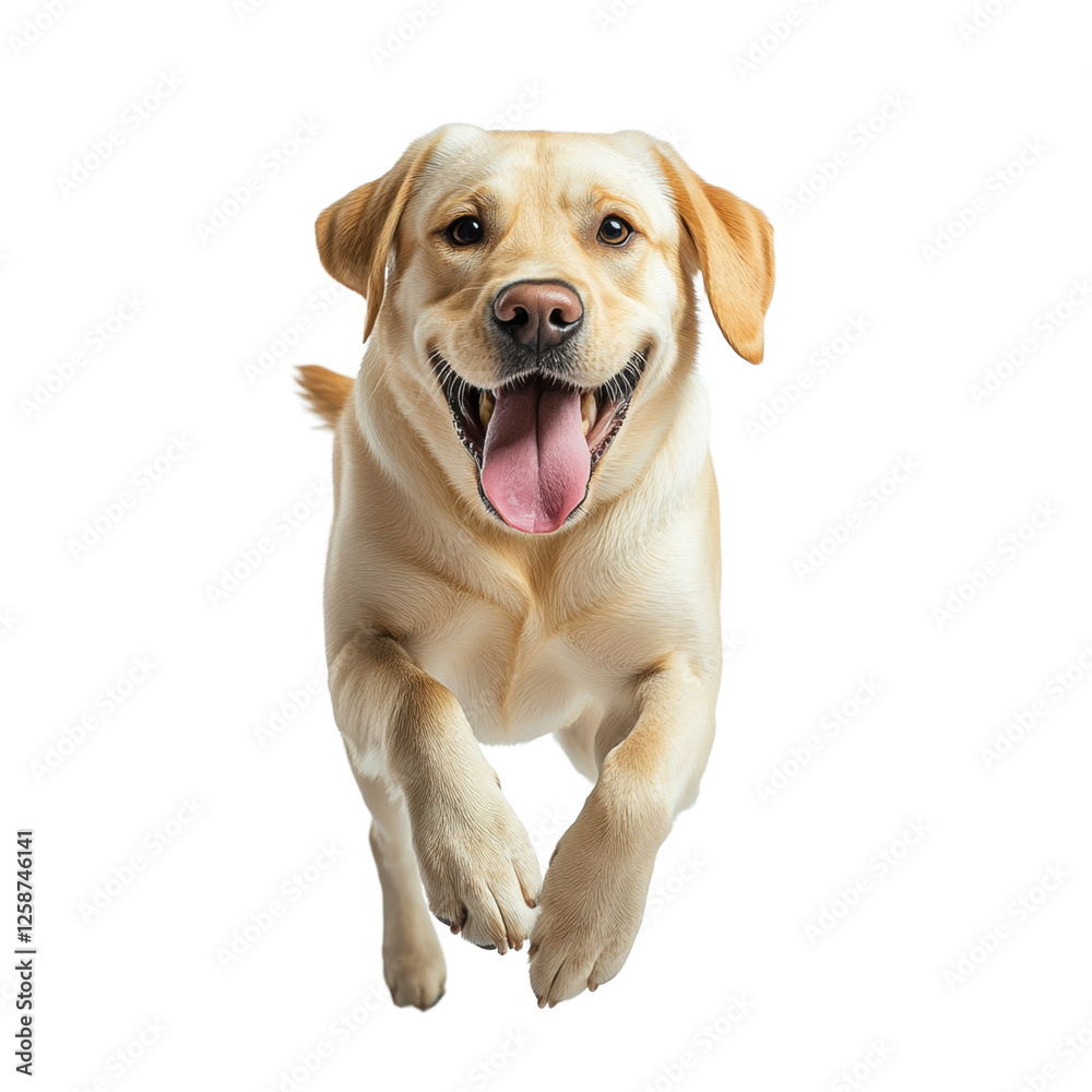 Happy labrador retriever running joyfully Happy labrador retriever running joyfully
