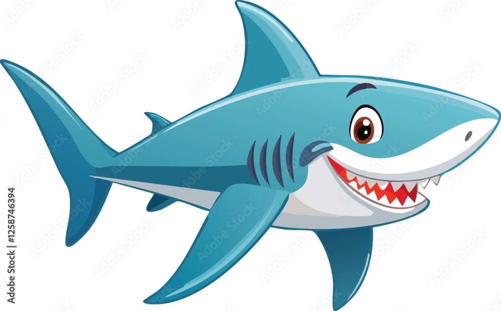 A shark cartoon isolated on white background... A shark cartoon isolated on white background...