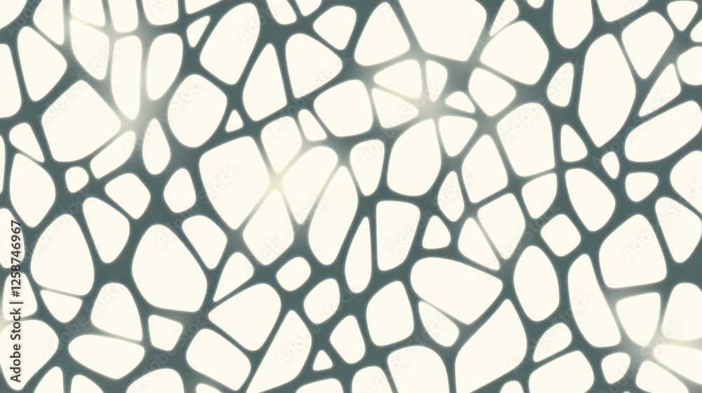 Naklejka premium Abstract organic pattern with irregular, interconnected shapes forming seamless, web like structure soft neutral tones. design has fluid, natural aesthetic, resembling cellular structures or vines