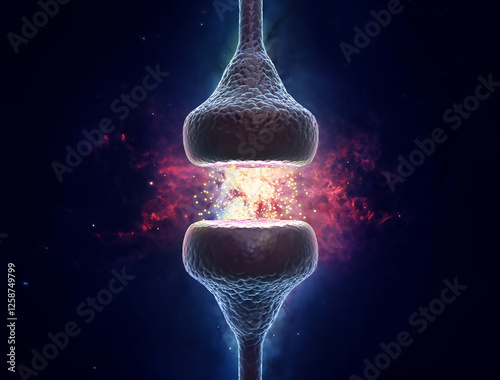 Neuron, nerve cell axon and myelin sheath substance that surrounds the axon detailed anatomy illustration. 3d illustration photo