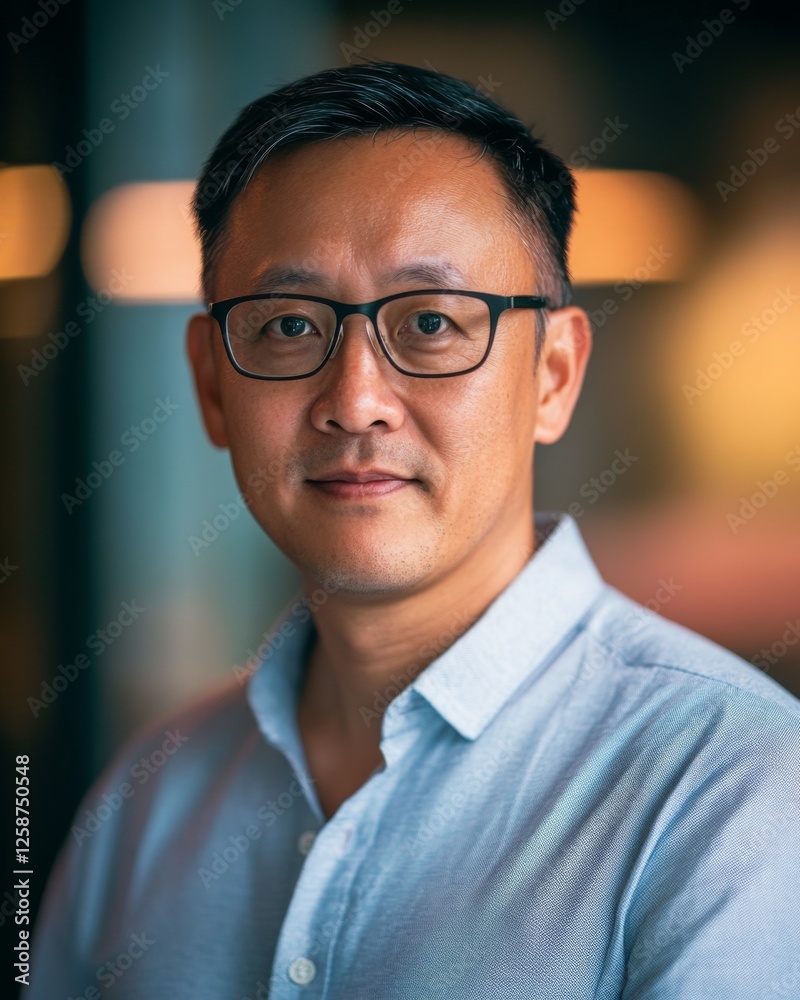 A confident professional portrait of a man wearing glasses. He exudes intelligence and calm. This image captures the essence of modern leadership. Generative AI A confident professional portrait of a man wearing glasses. He exudes intelligence and calm. This image captures the essence of modern leadership. Generative AI