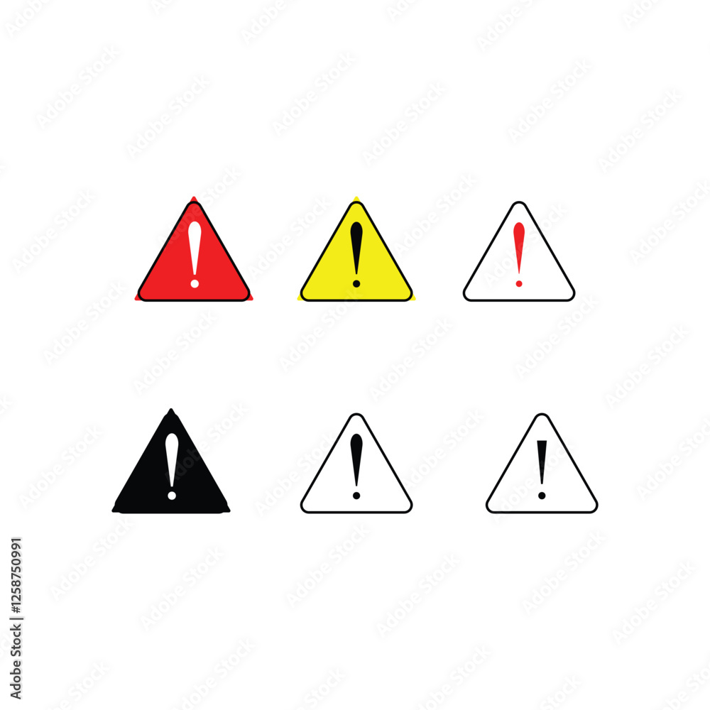 custom made wallpaper toronto digitalSet of Warning Signs with Exclamation Marks Red, Yellow, Black, and White Alert Symbols.