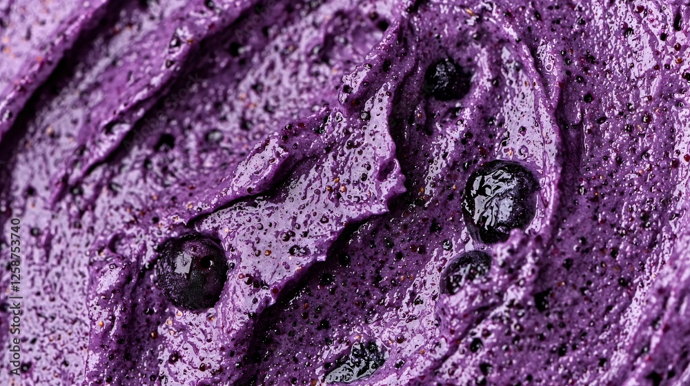 Close-up Blueberry Ice Cream Texture Close-up Blueberry Ice Cream Texture