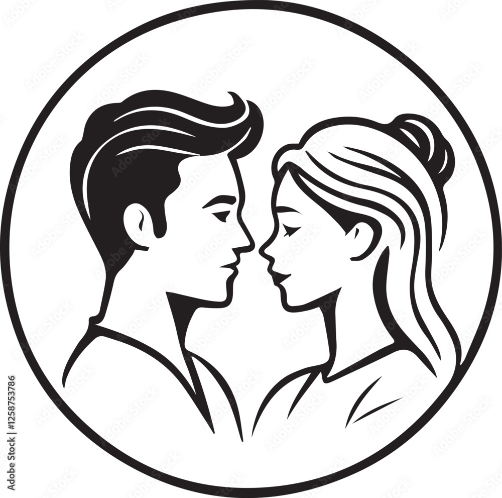 Couple cameo illustration, romantic cameo silhouette Couple cameo illustration, romantic cameo silhouette