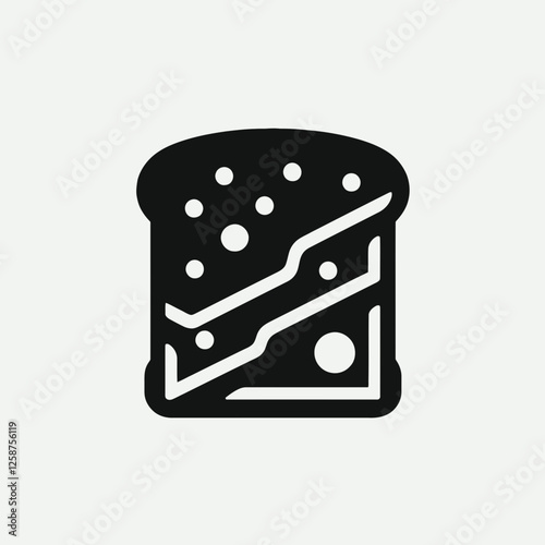 Grilled Cheese Silhouette in black on a white background