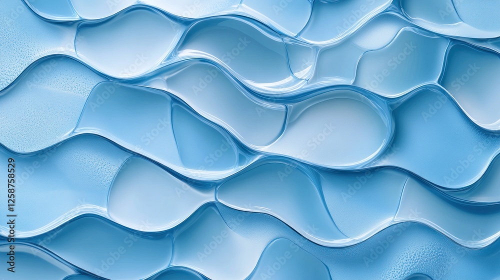 Abstract blue wavy liquid texture background.