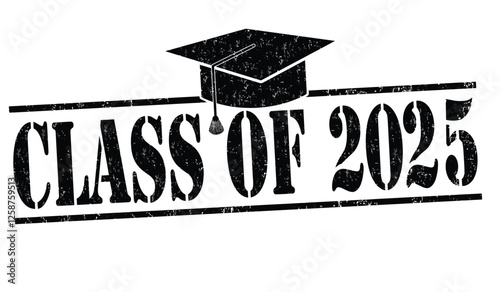 Class of 2025 grunge rubber stamp on white