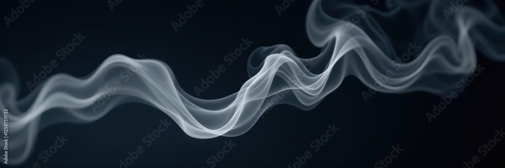Fototapeta premium Ethereal wisps of grey smoke curl against a deep black backdrop , contrast, black and white, illustration