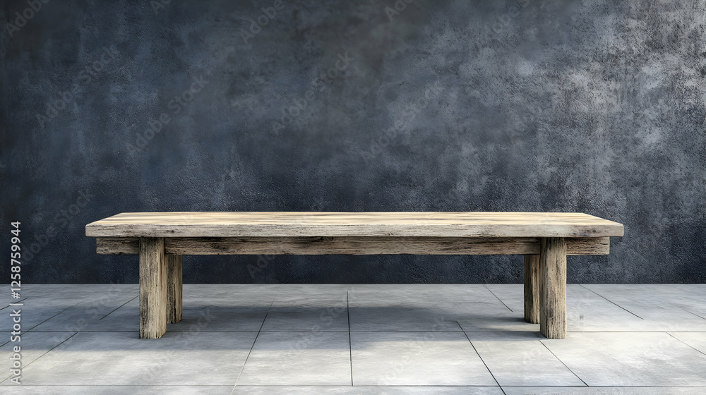 Dining bench with a wooden table in a spacious room, negative space for text Dining bench with a wooden table in a spacious room, negative space for text