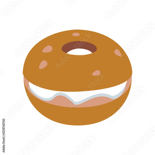 Freshly Baked Delicious Bagel – Vector Illustration of Traditional Breakfast Pastry