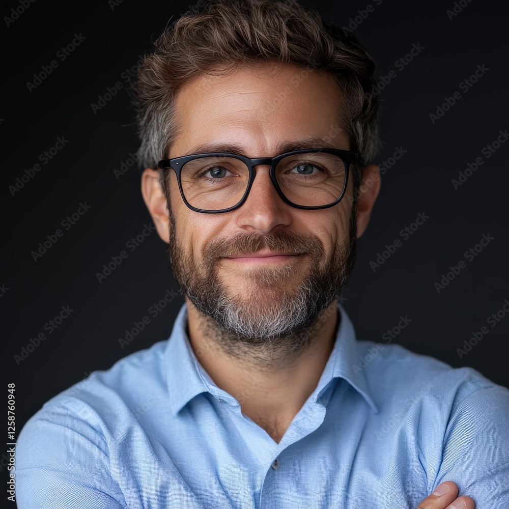 portrait of a smiling man with glasses portrait of a smiling man with glasses